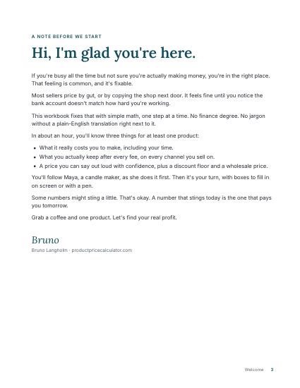 Workbook welcome page